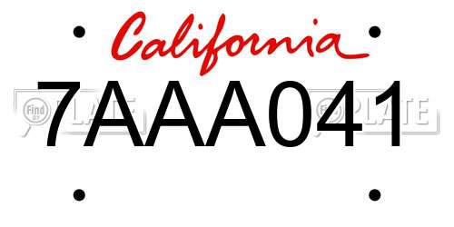 7AAA041 California License Plate