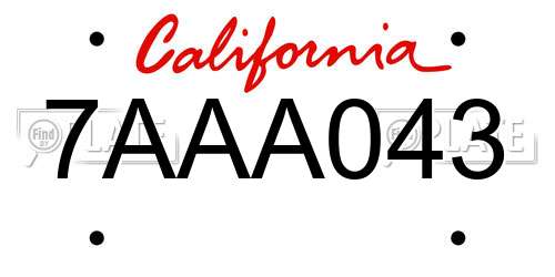 7AAA043 California License Plate