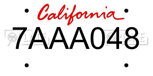 7AAA048 California License Plate