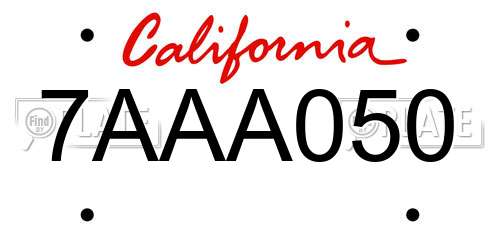 7AAA050 California License Plate
