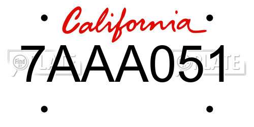 7AAA051 California License Plate