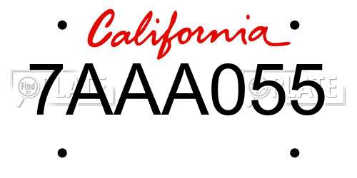 7AAA055 California License Plate