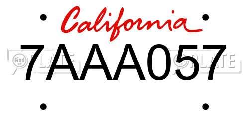 7AAA057 California License Plate