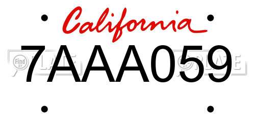 7AAA059 California License Plate