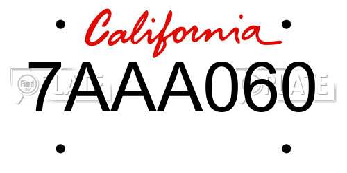 7AAA060 California License Plate