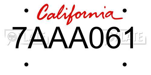 7AAA061 California License Plate
