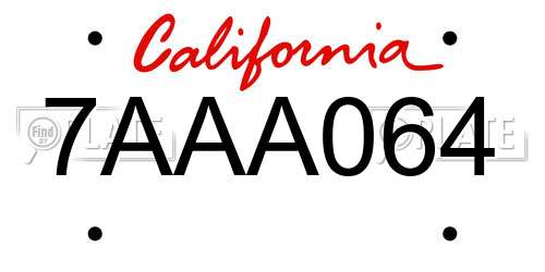 7AAA064 California License Plate