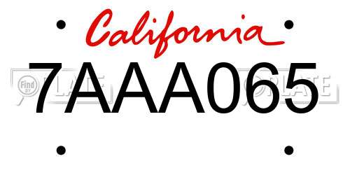 7AAA065 California License Plate
