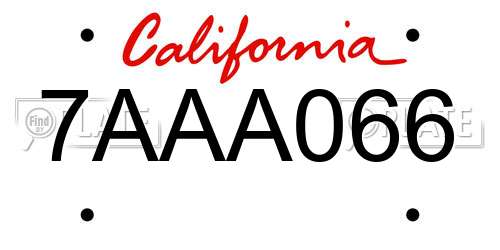 7AAA066 California License Plate