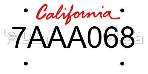 7AAA068 California License Plate