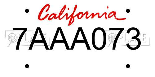 7AAA073 California License Plate