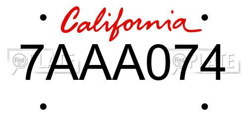 7AAA074 California License Plate