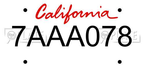 7AAA078 California License Plate