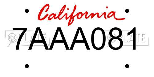 7AAA081 California License Plate