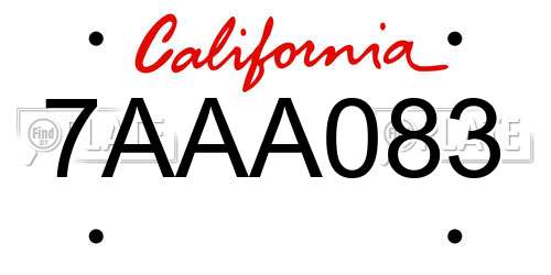 7AAA083 California License Plate