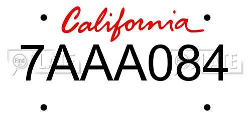 7AAA084 California License Plate