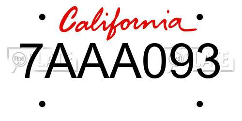 7AAA093 California License Plate