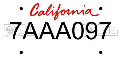 7AAA097 California License Plate
