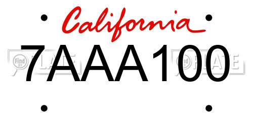 7AAA100 California License Plate