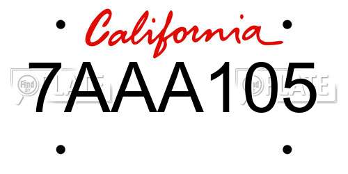 7AAA105 California License Plate
