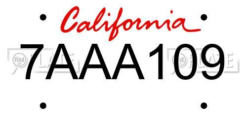 7AAA109 California License Plate