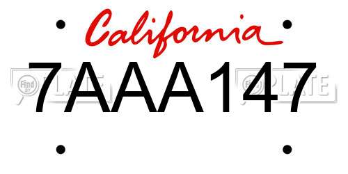 7AAA147 California License Plate