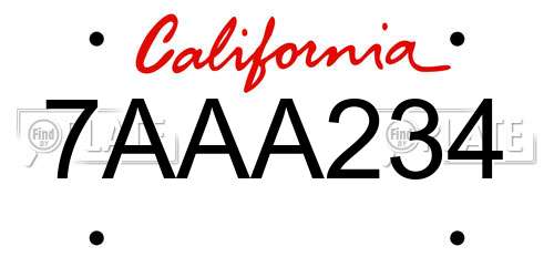 7AAA234 California License Plate