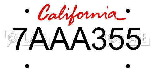 7AAA355 California License Plate
