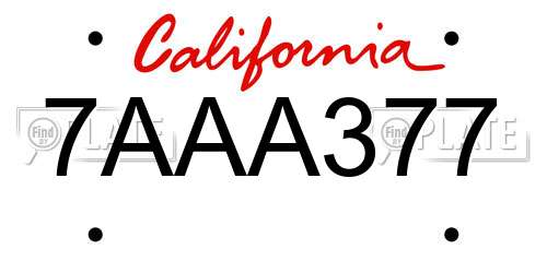 7AAA377 California License Plate