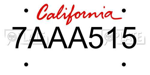 7AAA515 California License Plate