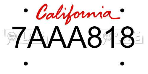 7AAA818 California License Plate