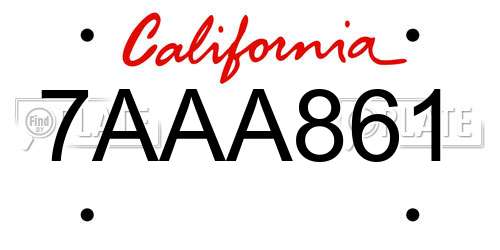7AAA861 California License Plate