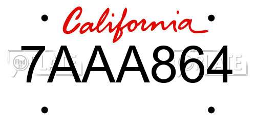 7AAA864 California License Plate