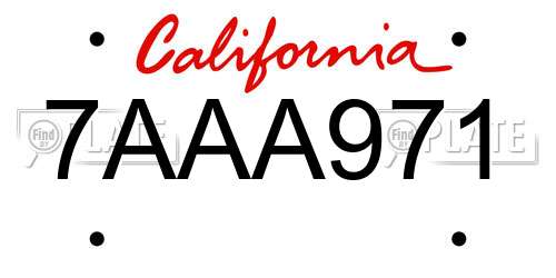 7AAA971 California License Plate