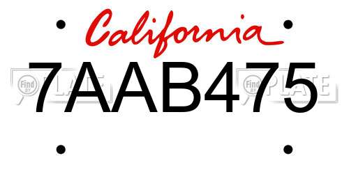 7AAB475 California License Plate