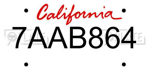 7AAB864 California License Plate