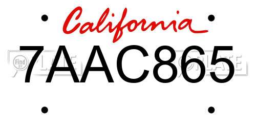 7AAC865 California License Plate