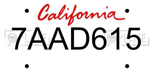 7AAD615 California License Plate
