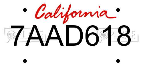 7AAD618 California License Plate