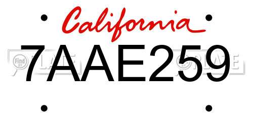 7AAE259 California License Plate