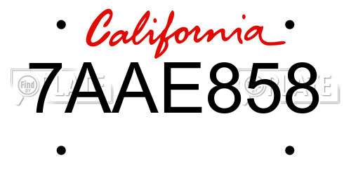 7AAE858 California License Plate