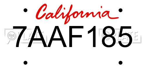7AAF185 California License Plate