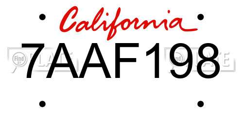 7AAF198 California License Plate