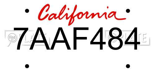 7AAF484 California License Plate