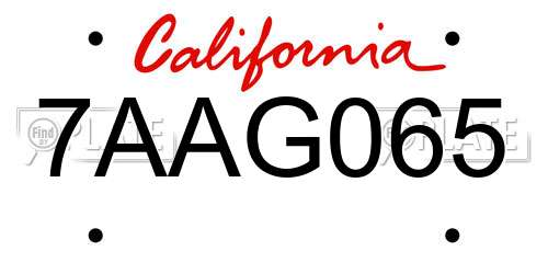 7AAG065 California License Plate