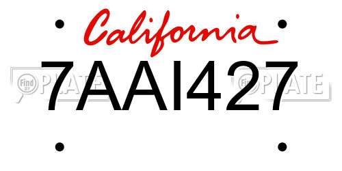 7AAI427 California License Plate