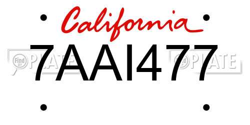 7AAI477 California License Plate
