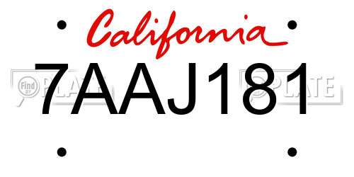 7AAJ181 California License Plate