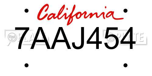 7AAJ454 California License Plate