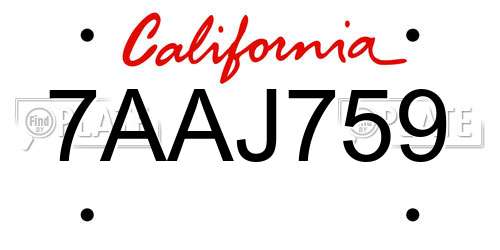 7AAJ759 California License Plate
